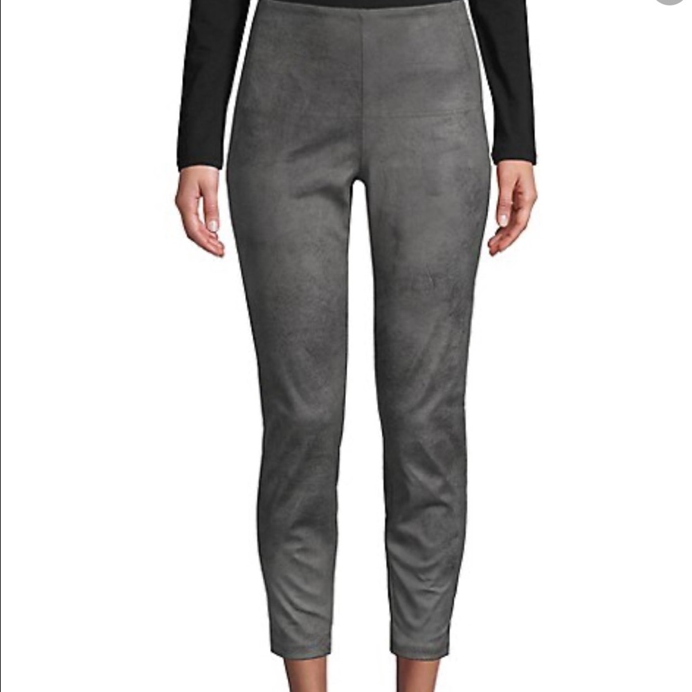 H by HALSTON FOIL PRINT CHARCOAL SKINNY LEGGINGS